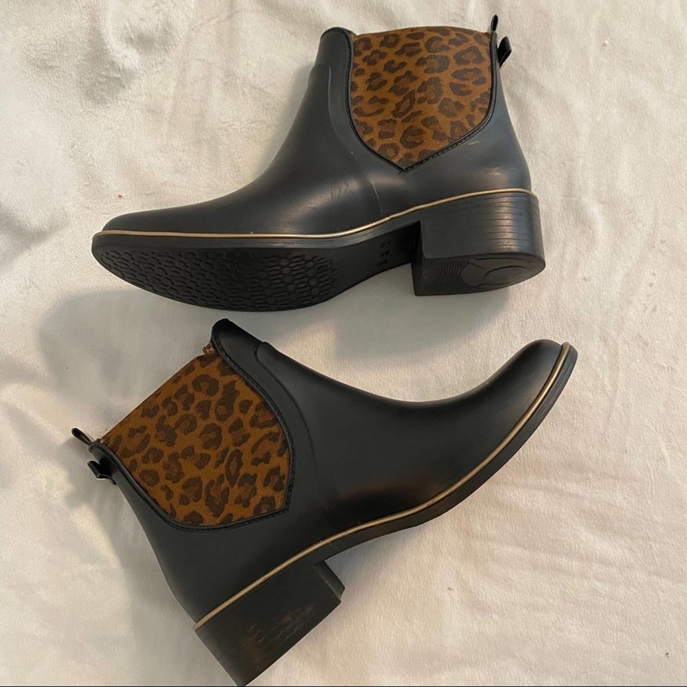 Kate Spade Black Sedgewick Rain Boots Animal Print